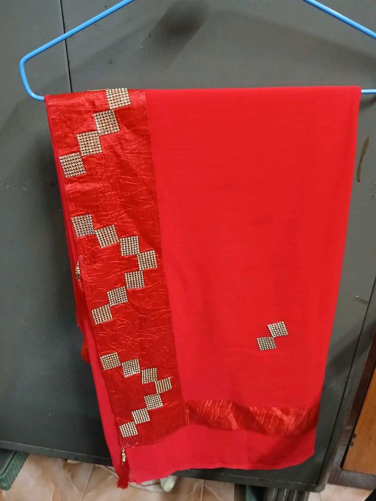 Red Embellished Saree