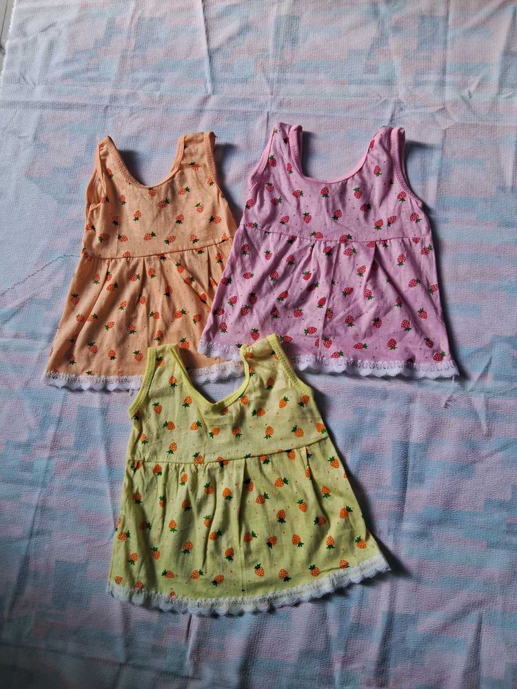 Strawberry Print Baby Dresses (Set of 3)
