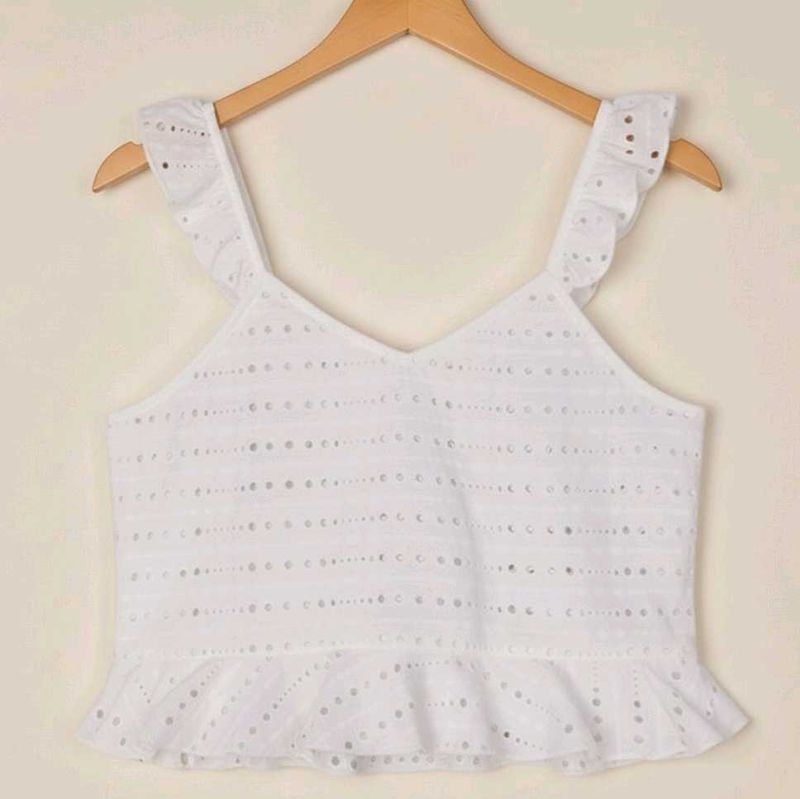 Eyelet Ruffle Tank Top