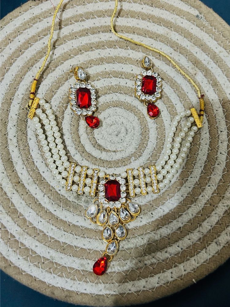 Red &amp; Pearl Jewelry Set