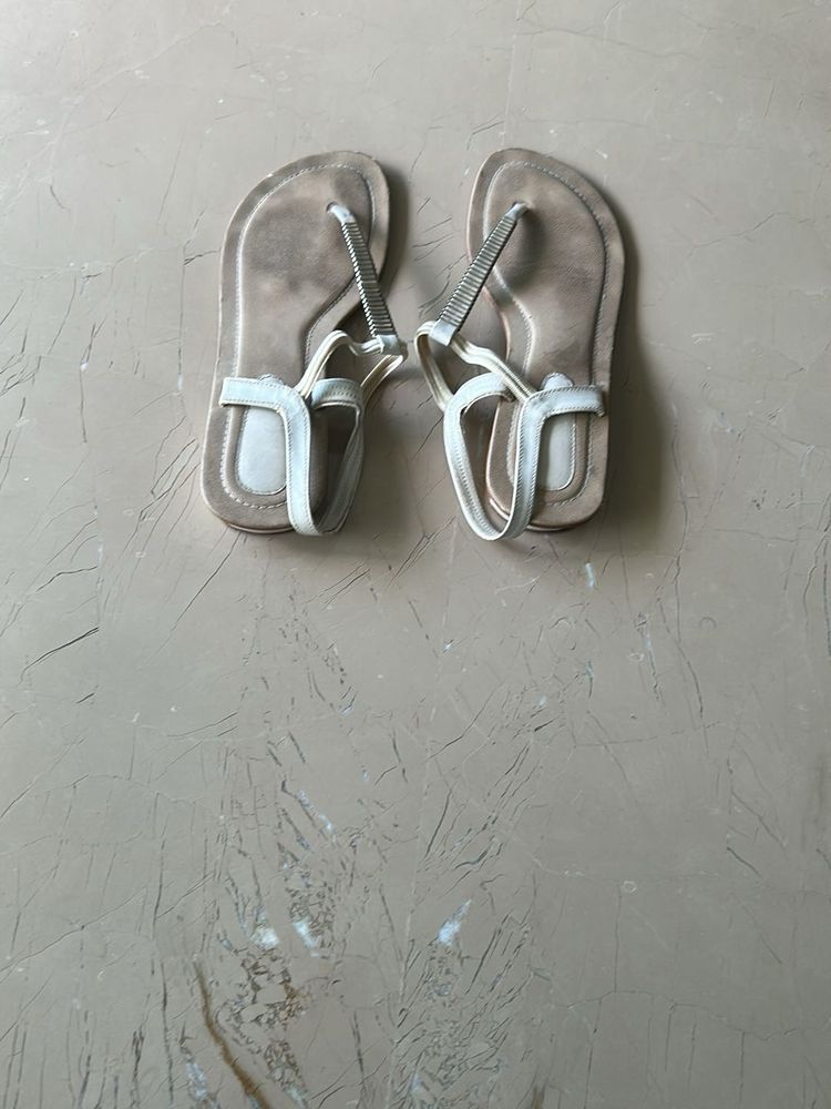 White Rhinestone Thong Sandals