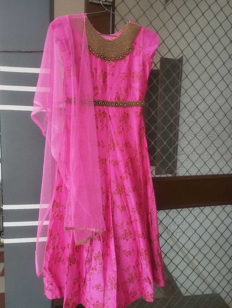 Pink Floral Anarkali Suit Set🌸💖