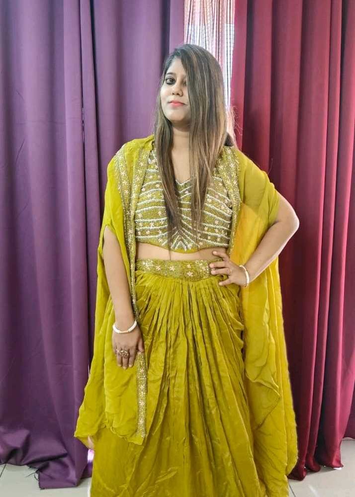 Chartreuse Embellished Indo Western Set