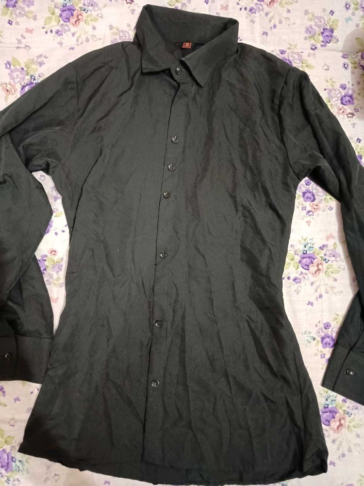 Black Button Up T Shirt