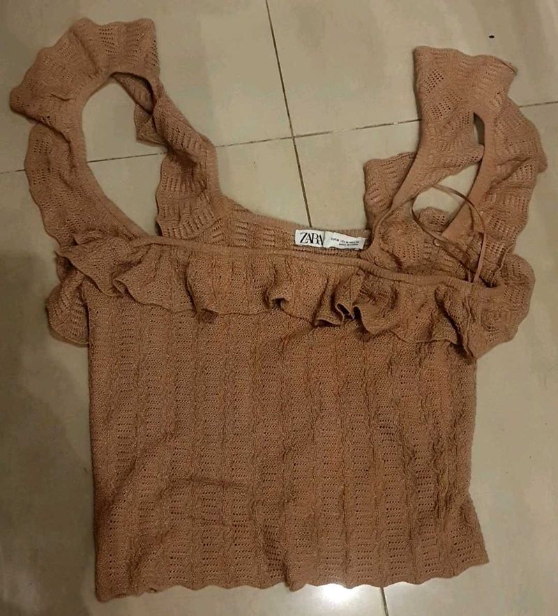 Zara Knit Ruffle Top