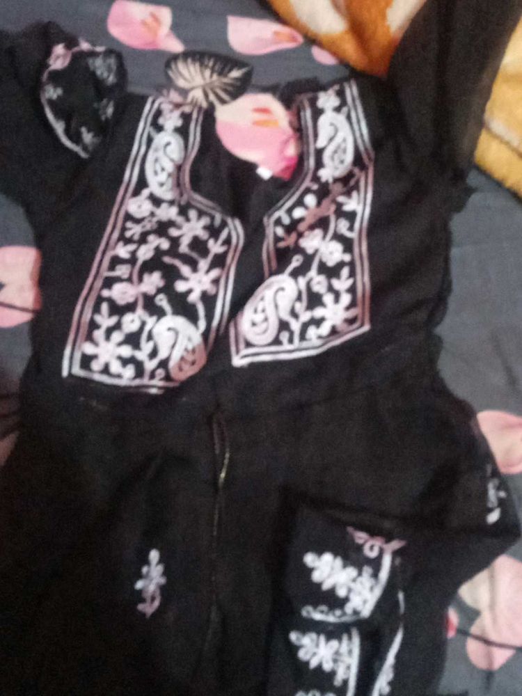 Embroidered Black Kurta Set