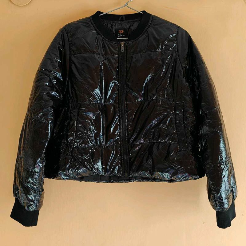 Zink London Black Puffer Bomber Jacket