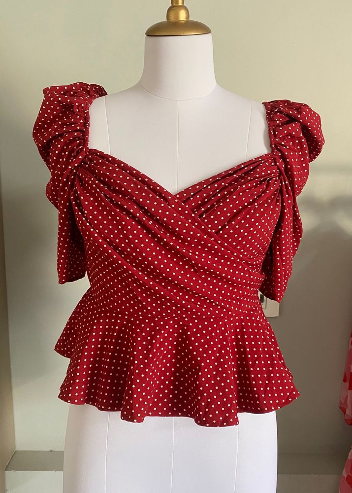 Polka Dot Wrap Top