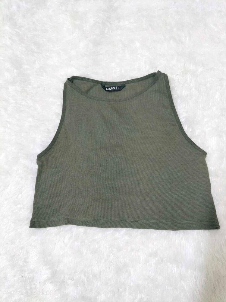 Olive Green Cropped Tank Top