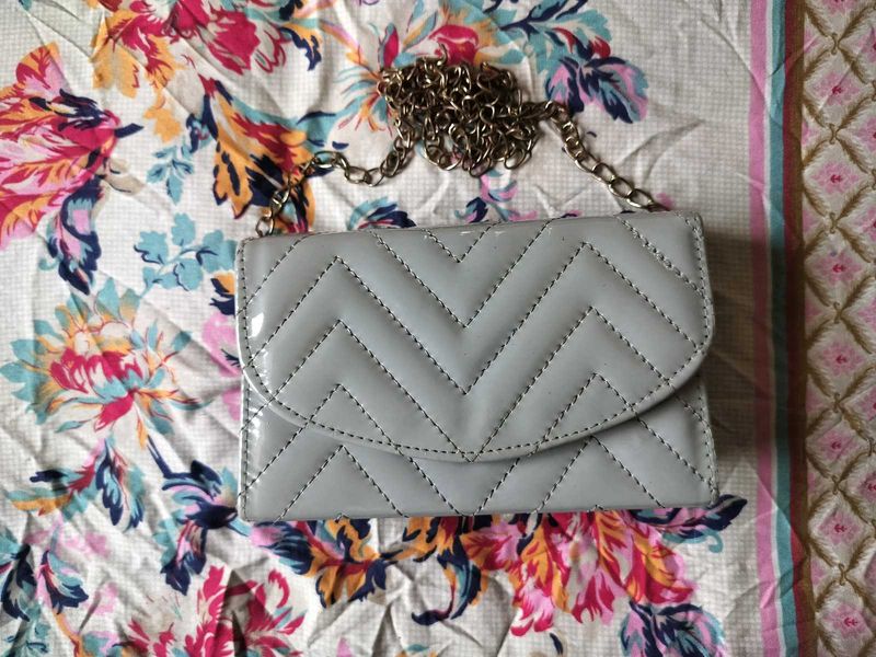 Chic Grey Clutch with Chain