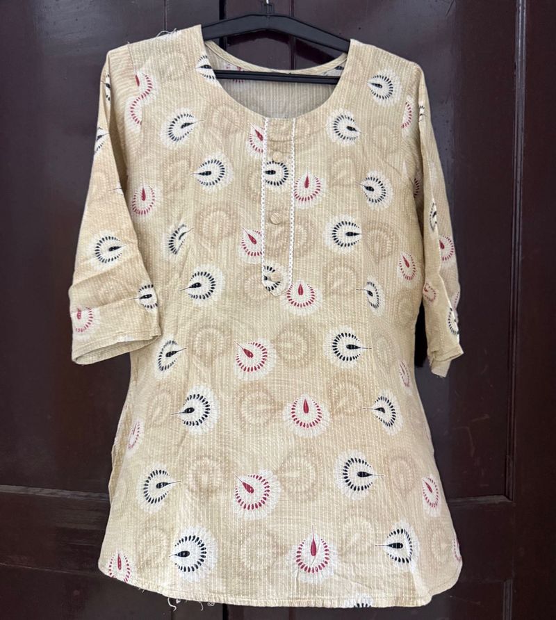 Printed Beige Kurta