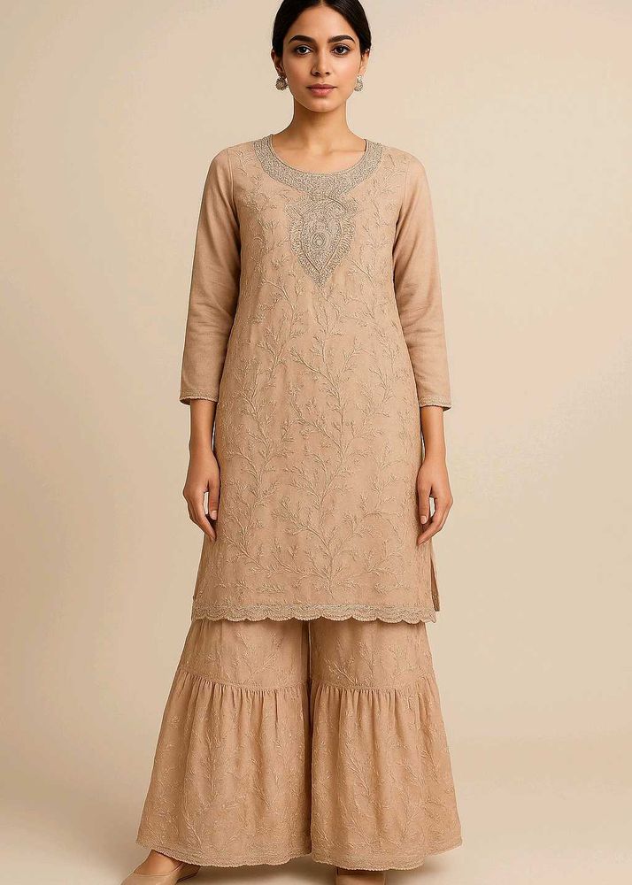 Elegant Beige garara Kameez Suit