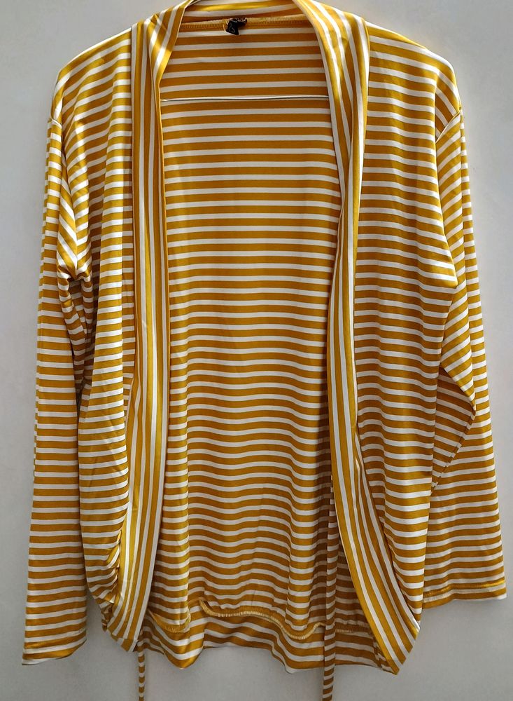 Mustard And White Color Shrug