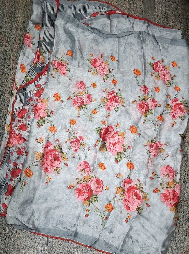 Grey Floral Saree