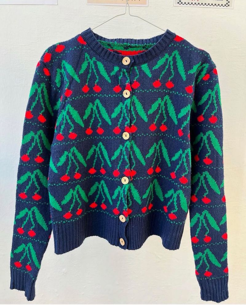 Cherry Print Cute Cardigan