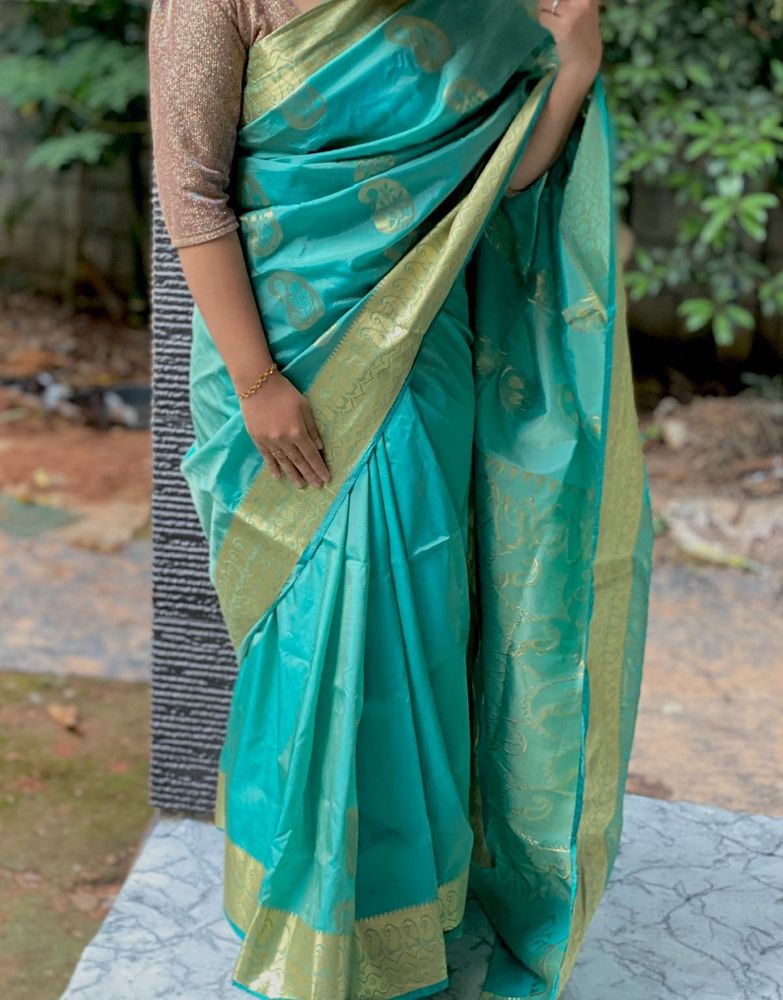 Elegant Teal Silk Saree