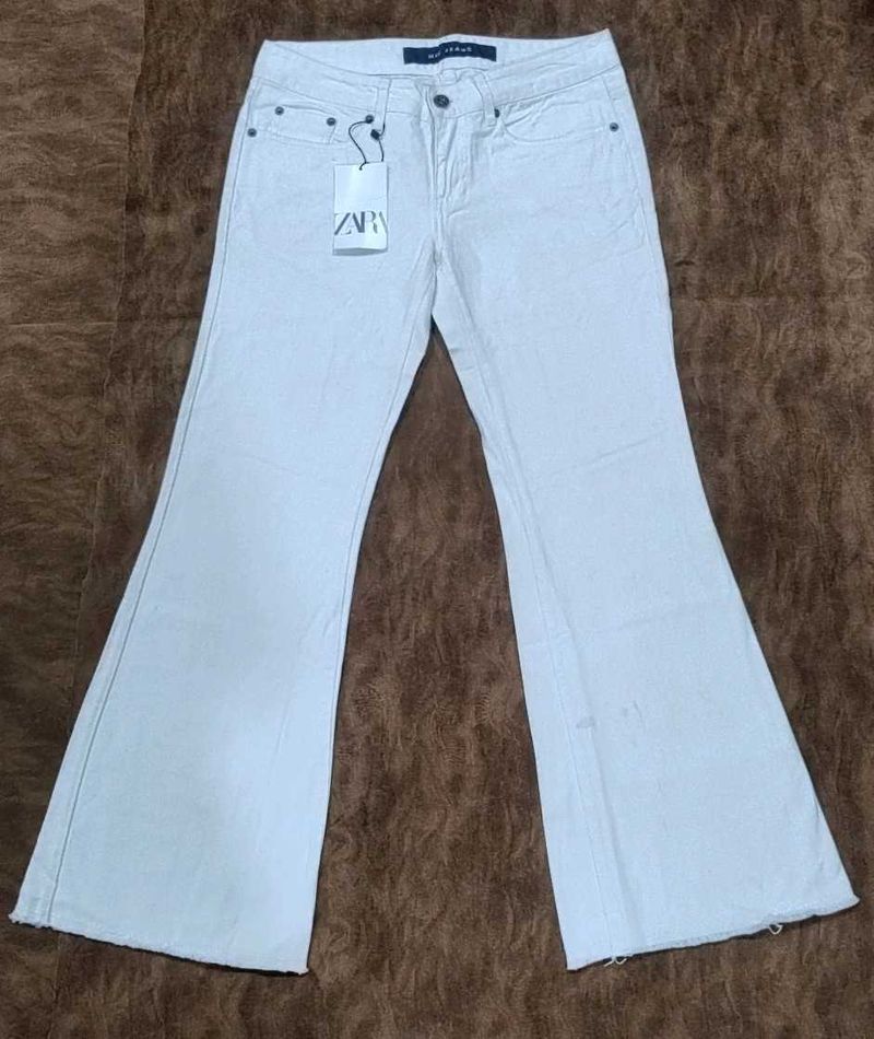 Zara White Flare Jeans
