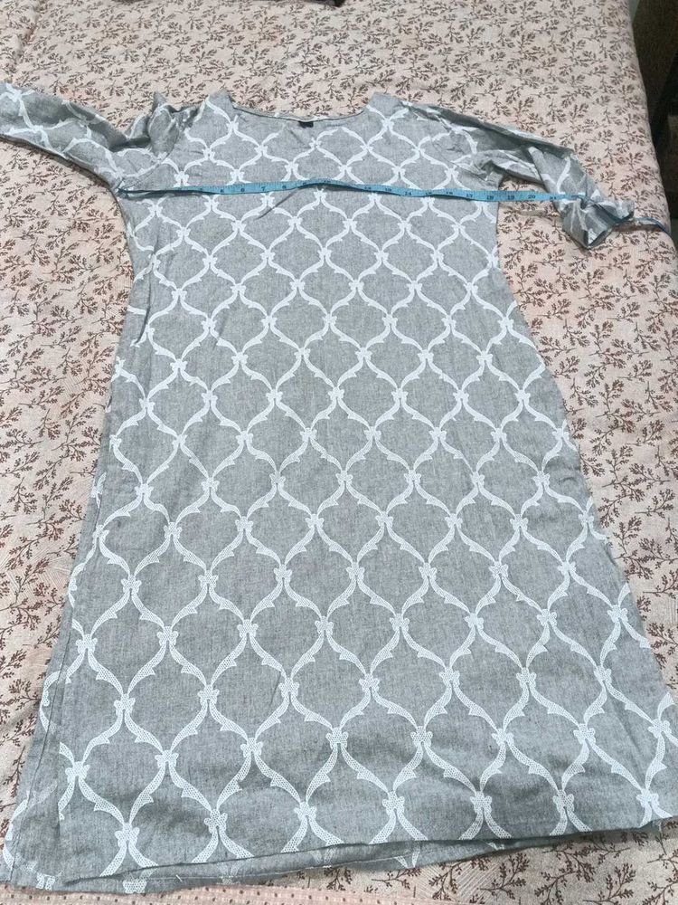Elegant Grey Printed Kurta