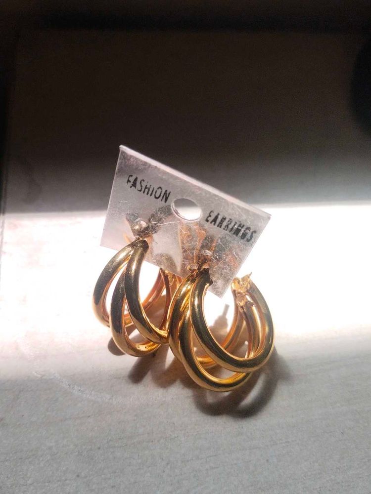 Gold-Tone Triple Hoop Earrings