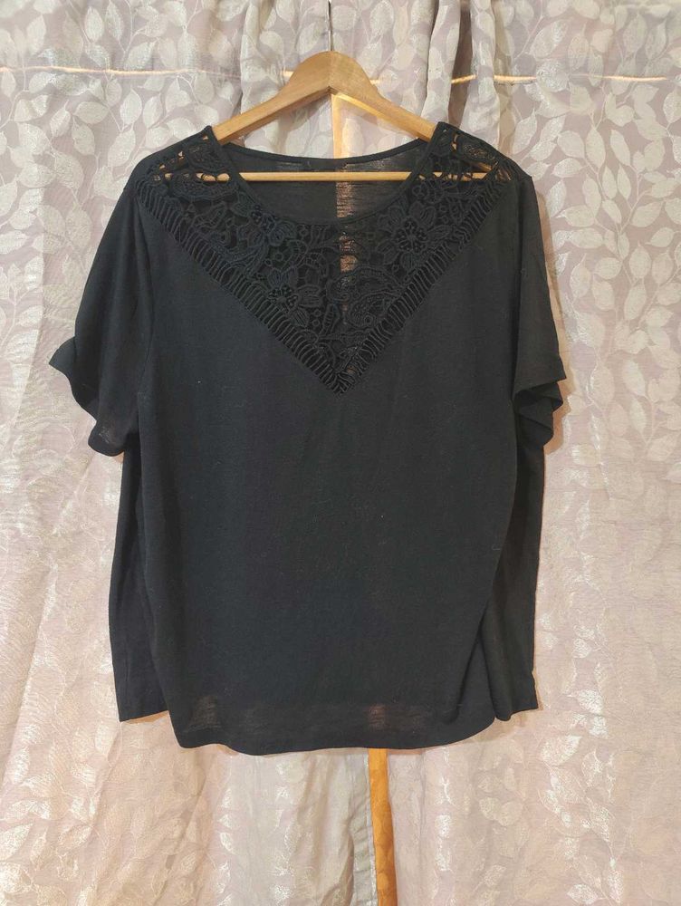 Black Lace Detail Top