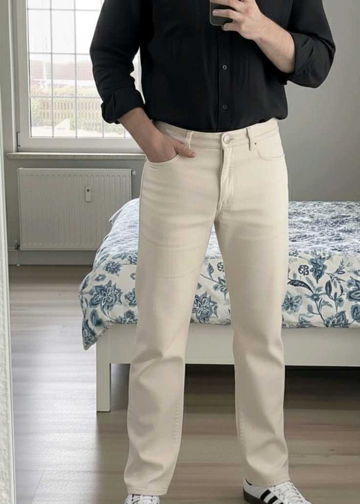 Off-White Cream Color Straight Fitted Trouser (Men