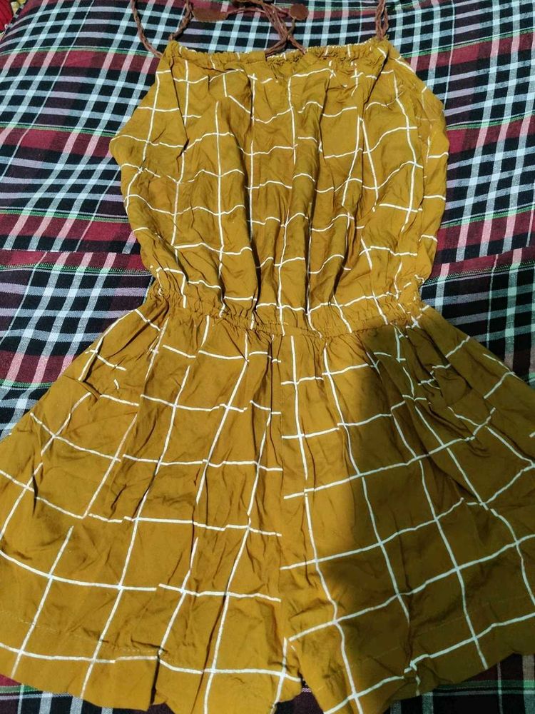 Cute Yellow &amp; White Playsuit