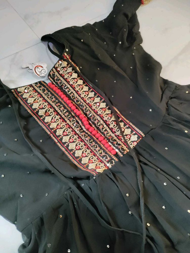 Elegant Black Embroidered Dress