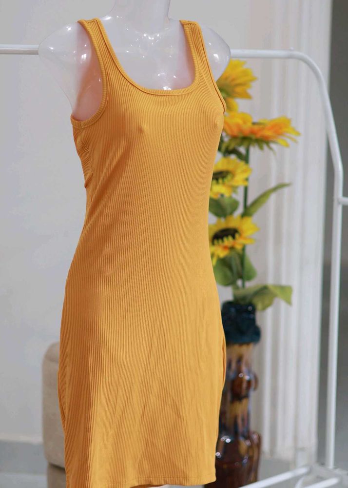 Yellow Ribbed Dress