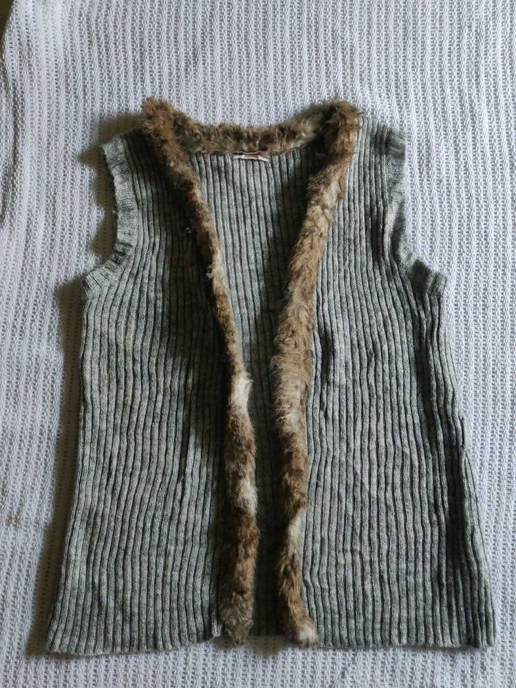 H&amp;M Faux Fur Trim Vest