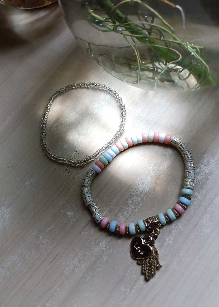 Beaded Charm Bracelets (Set of 2)