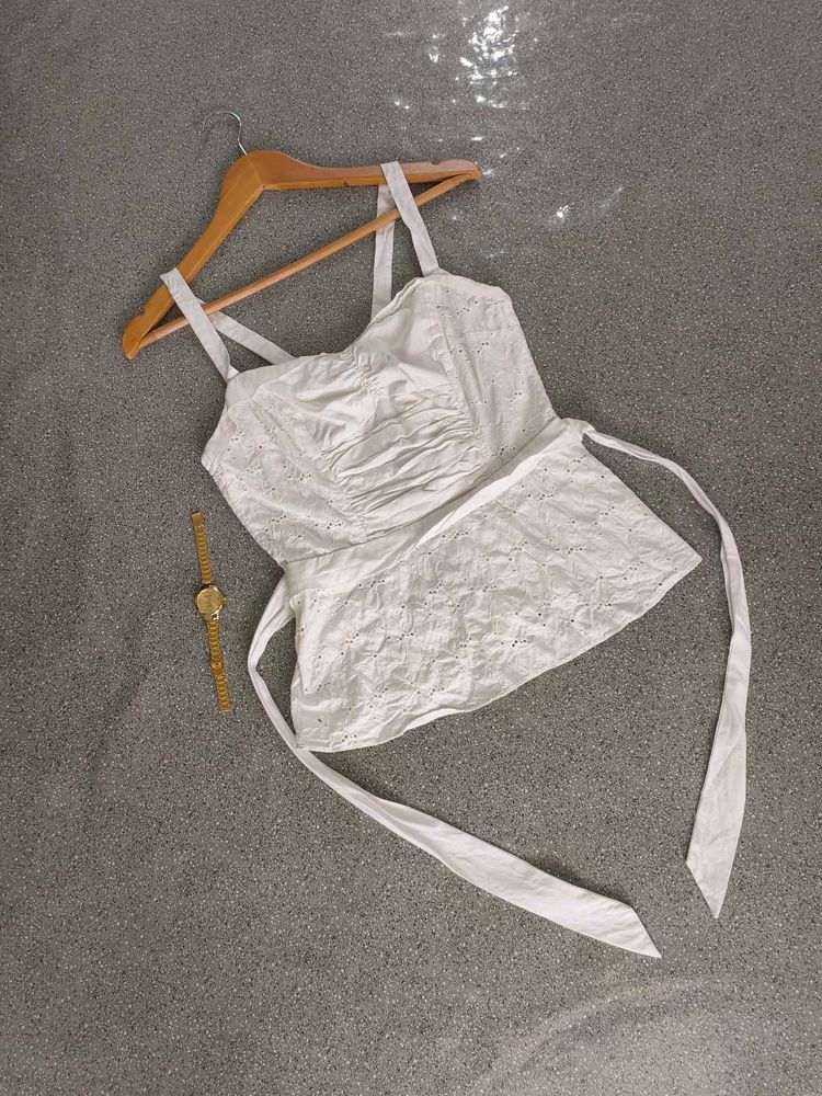 Eyelet Tie-Waist Tank Top