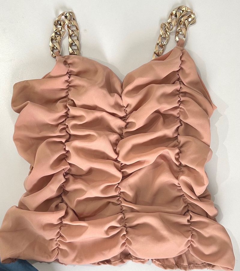 Ruched Chain Strap Top