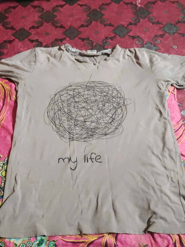 Grey Graphic Print Tee