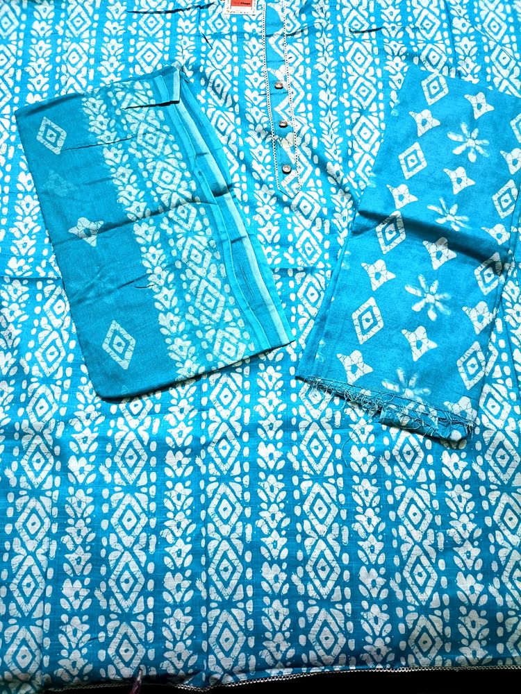Cotton Material Unstitched Laced Suit Length