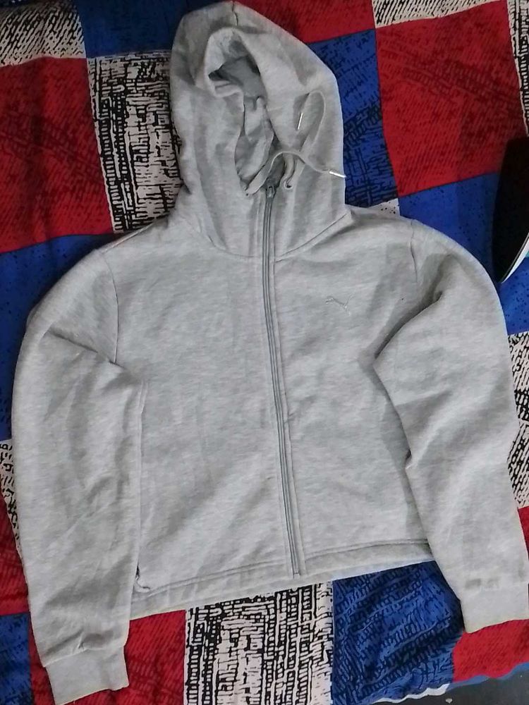 Puma Grey Zip-Up Hoodie