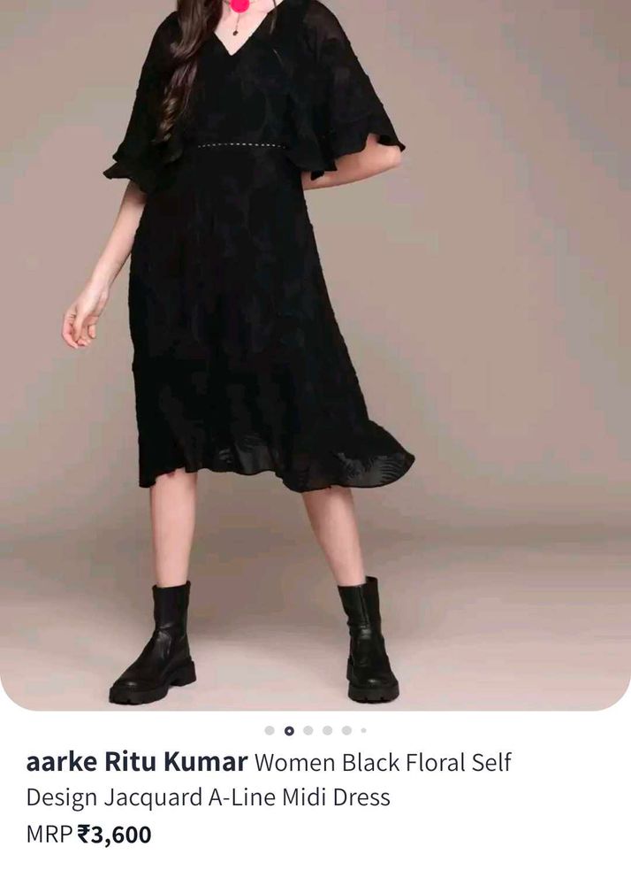 Aarke Ritu Kumar Black Floral Dress