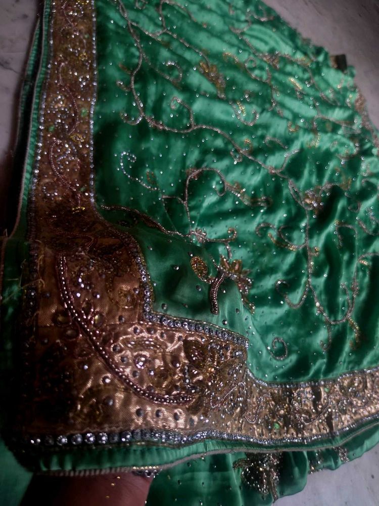 Emerald Green Embellished Saree
