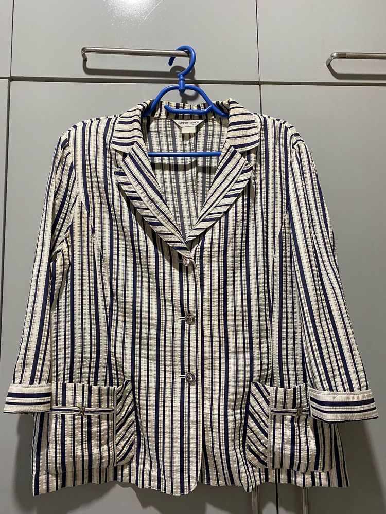 Striped Button-Down Blazer
