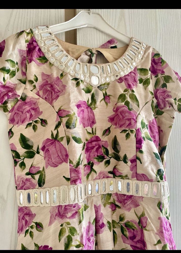 Floral Mirror Work Long Dress