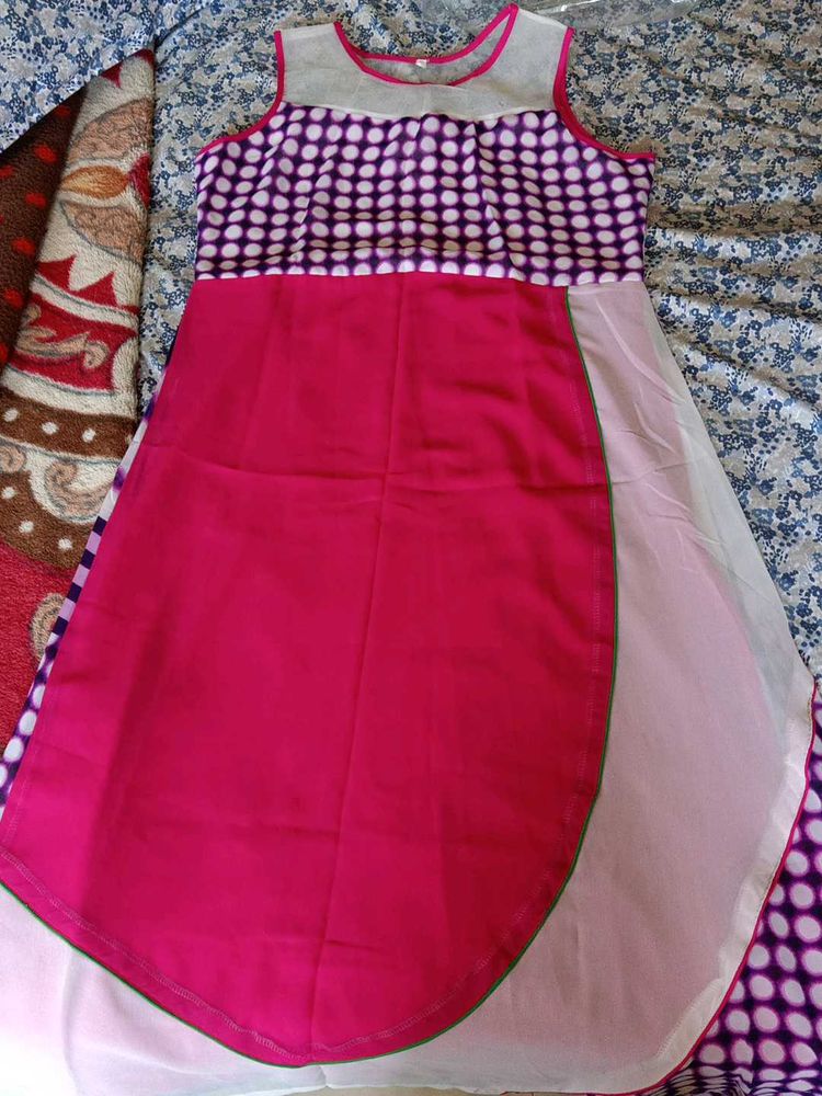 Purple And Pink sleevless Kurta