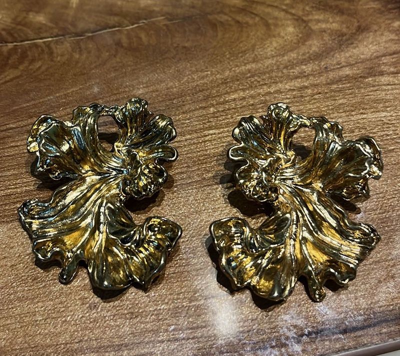 H&amp;M statement Gold Floral Earrings