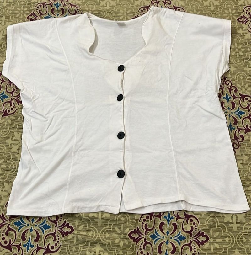White Button-Up Top