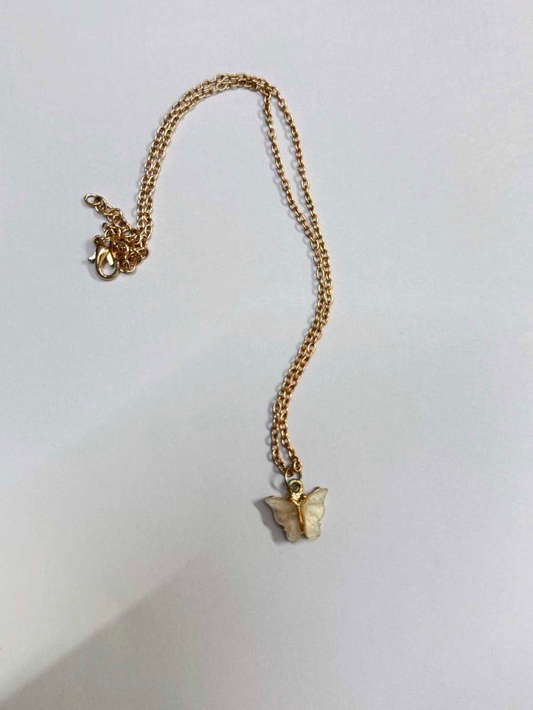 Butterfly Pendant Necklace and 2 heart pendants