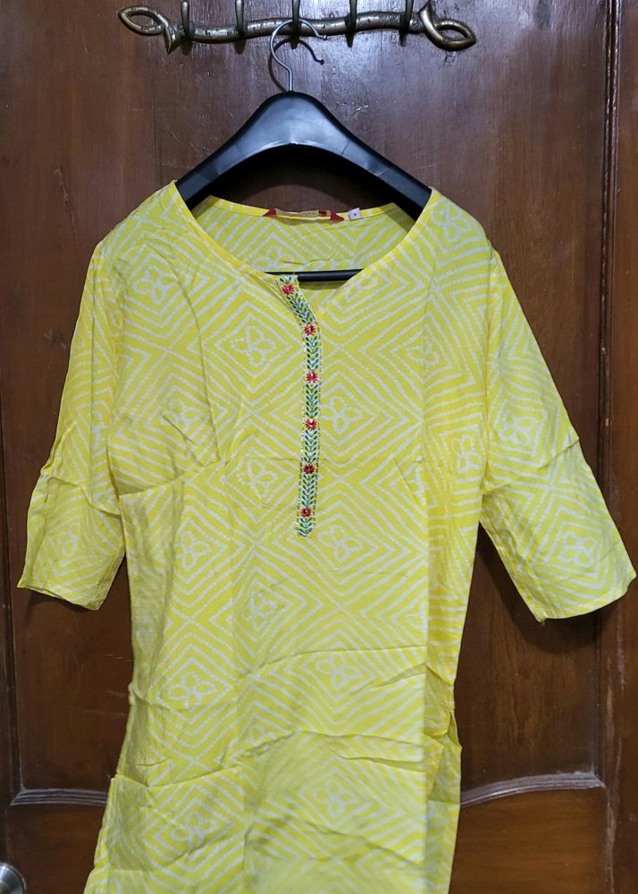 Lime Yellow Short Kurti