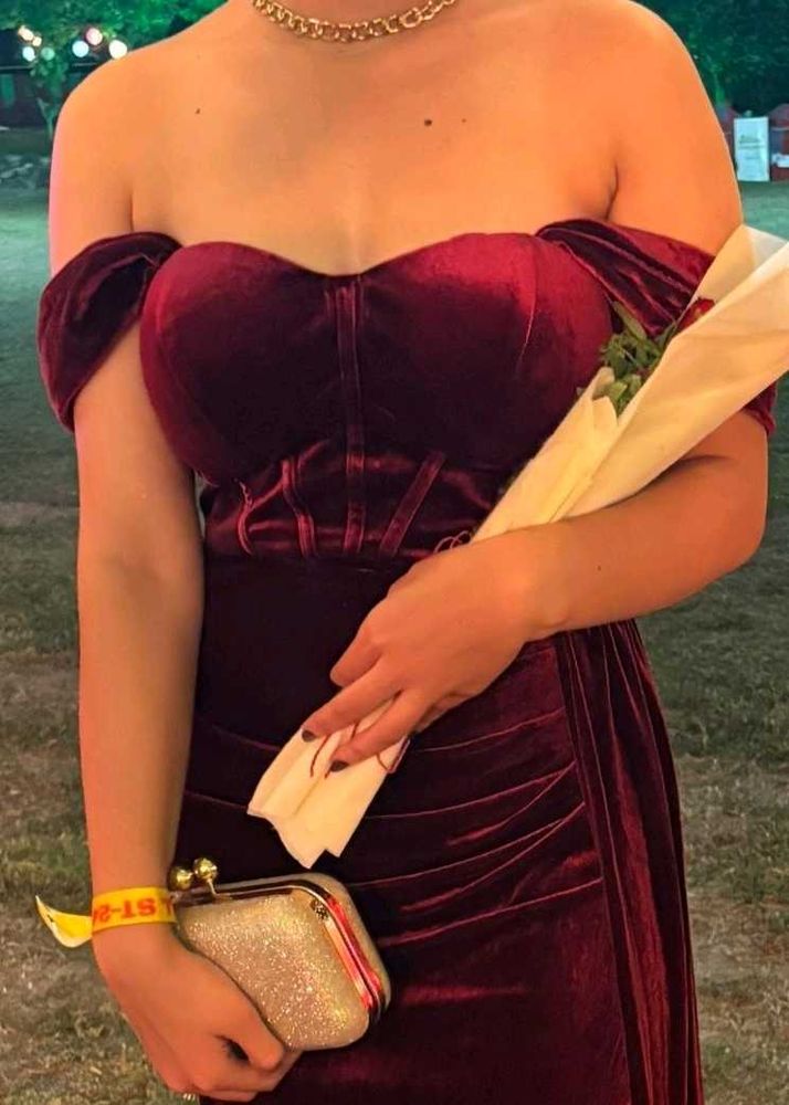 Savana Elegant Velvet Off-Shoulder Gown