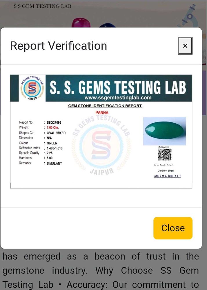 SSGTL7.60 CTS  natural Zambian green emrald Panna