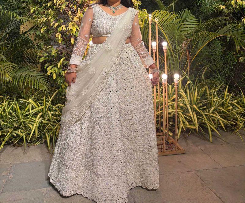 Elegant White Embellished Lehenga Choli