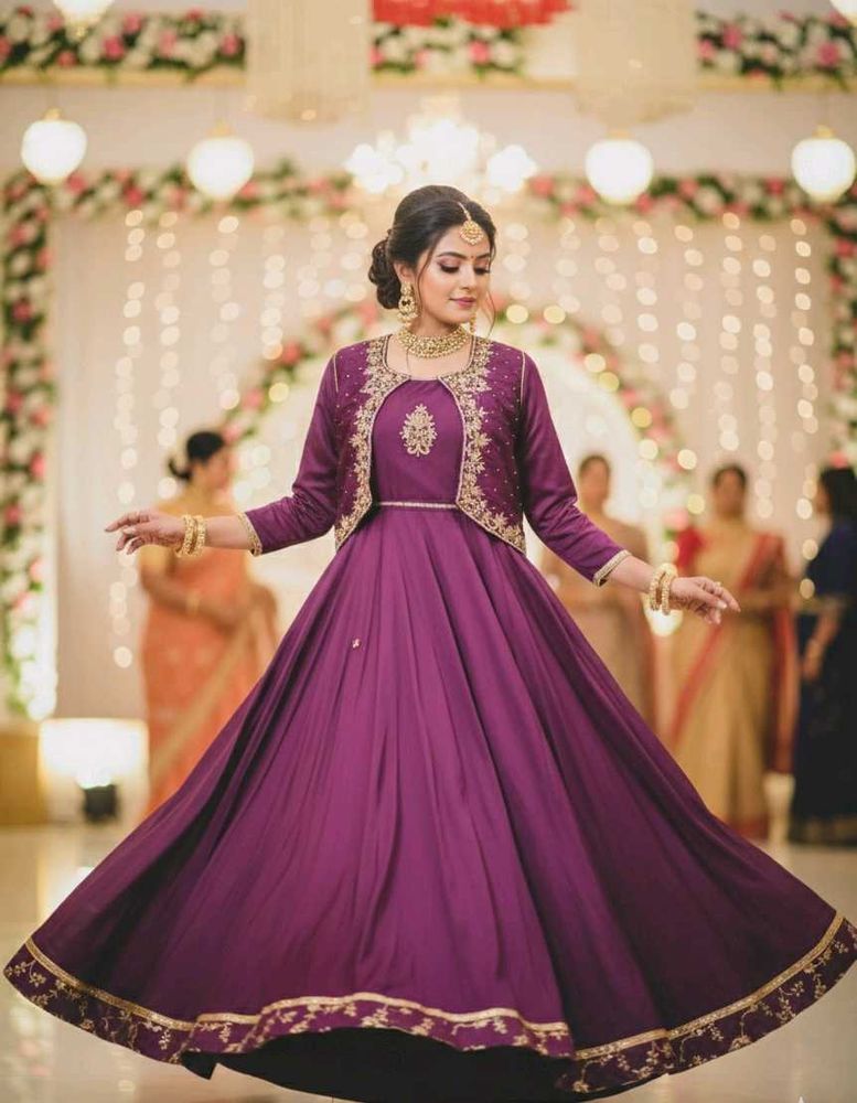 Elegant Purple Ethnic Gown with Jacket