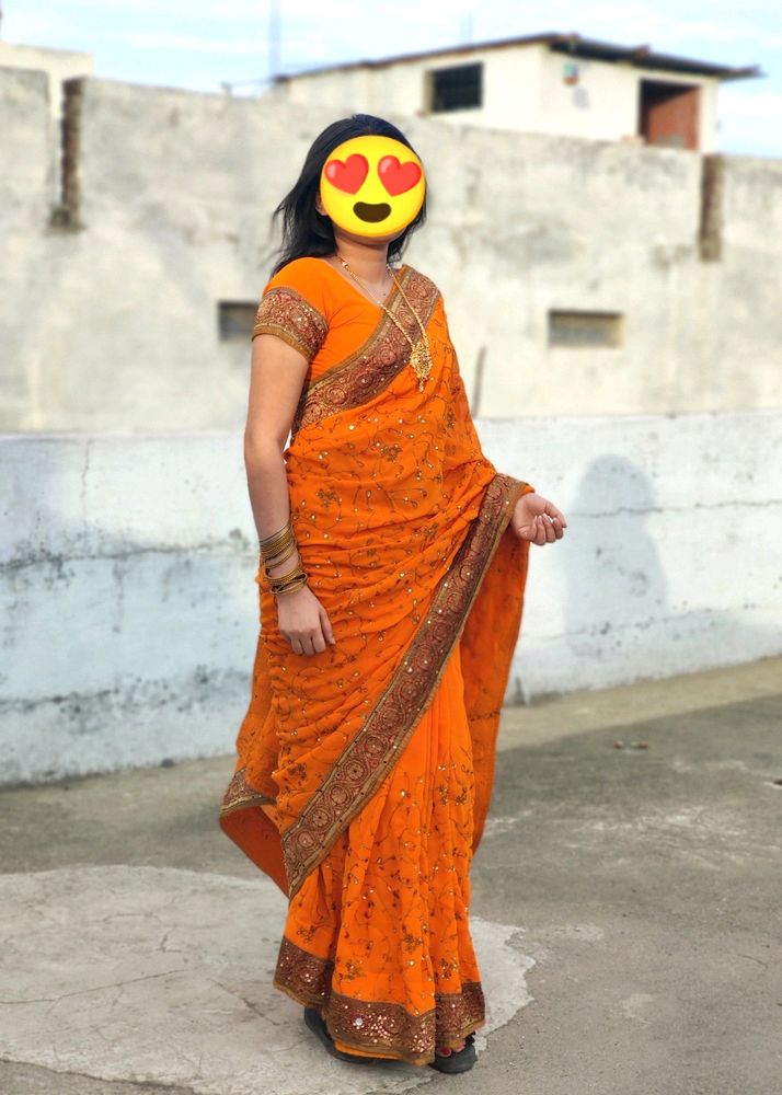 Sale✨KUNDAN WORK Saree With Blouse