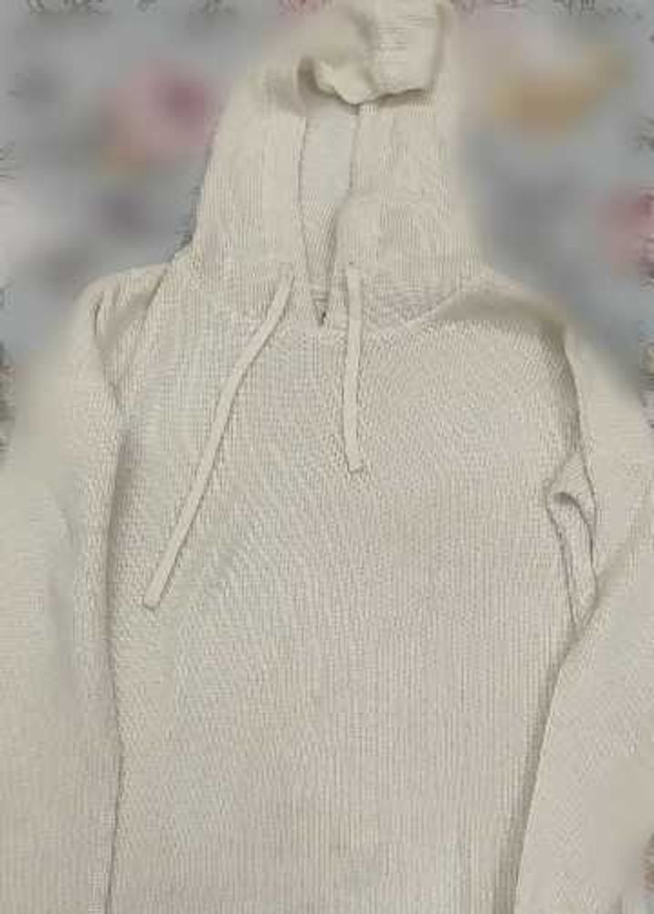 White Knit Hoodie